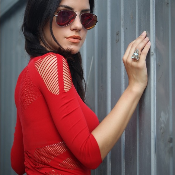 BLACK MILK Cutout Open Knit Sassy Nation Bodysuit - Picture 4 of 7